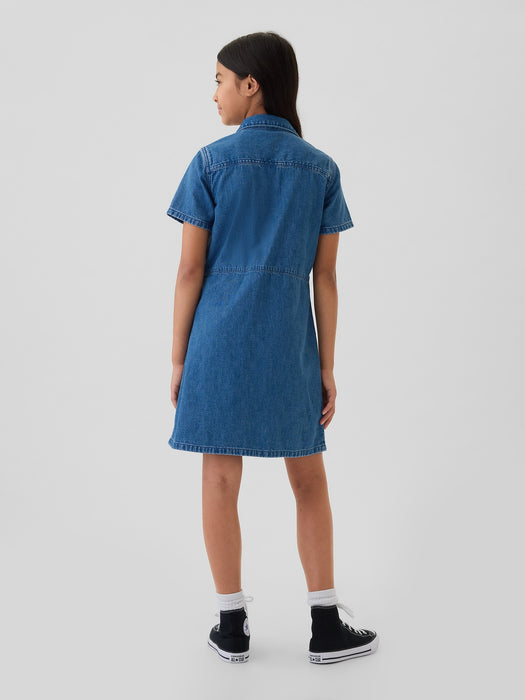 Kids Cargo Denim Shirtdress