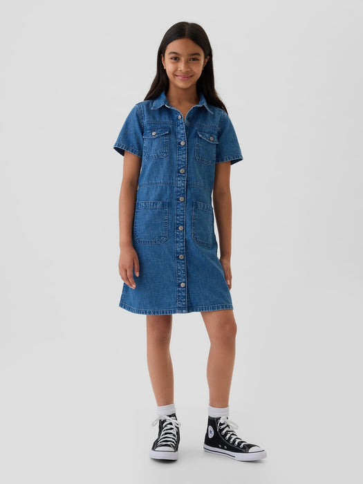 Kids Cargo Denim Shirtdress