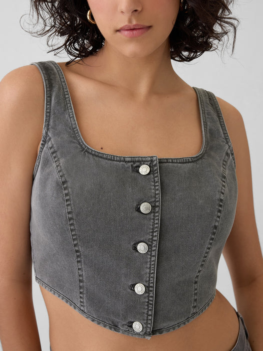 Structured Twill Cropped Corset Tank