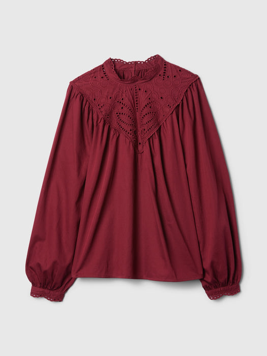 Embroidered Eyelet Top