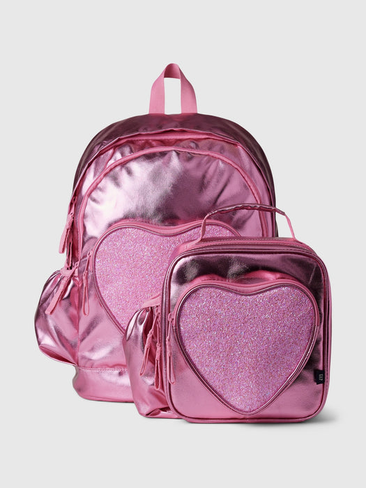 Kids Recycled Metallic Heart Backpack