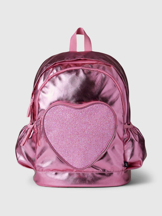 Kids Recycled Metallic Heart Backpack