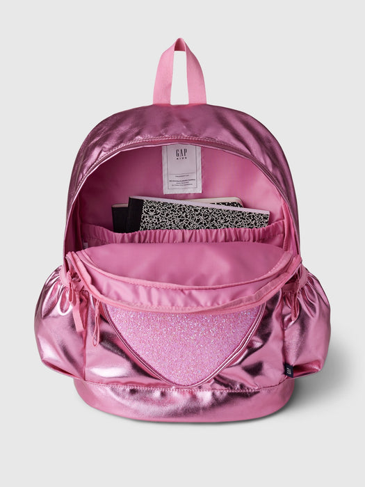 Kids Recycled Metallic Heart Backpack