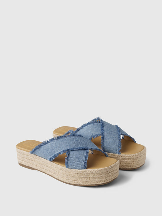 Denim Espadrille Platform Sandals