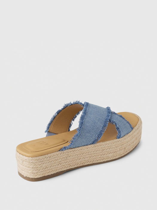 Denim Espadrille Platform Sandals