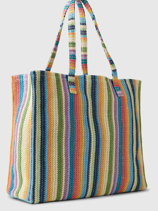 Striped Straw Tote Bag