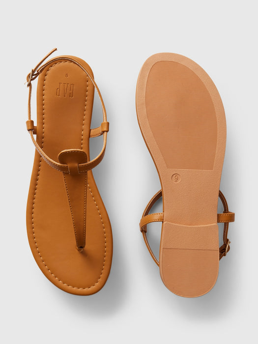 Vegan Leather T-Strap Sandals