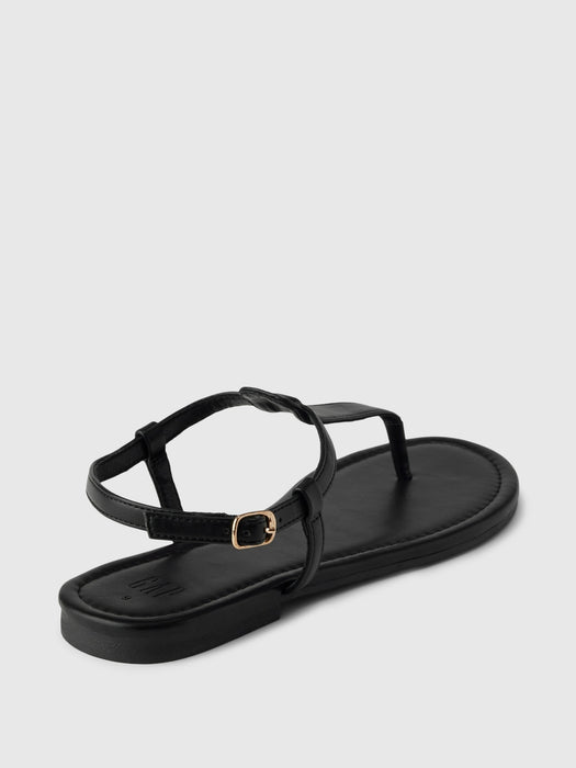 Vegan Leather T-Strap Sandals