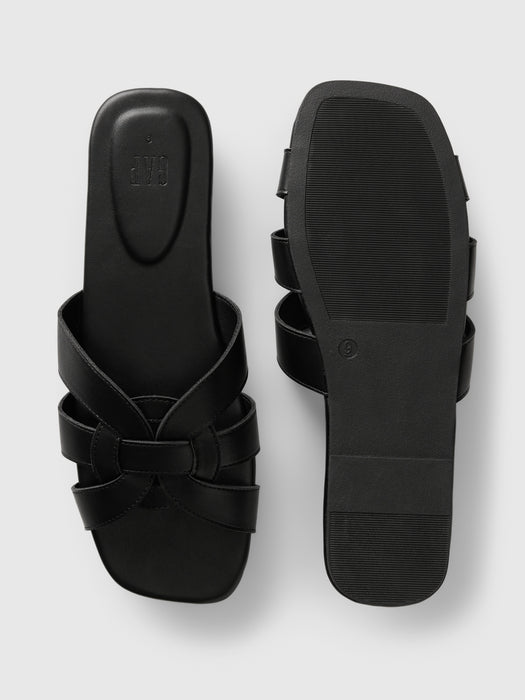 Vegan Leather Cross Strap Sandals