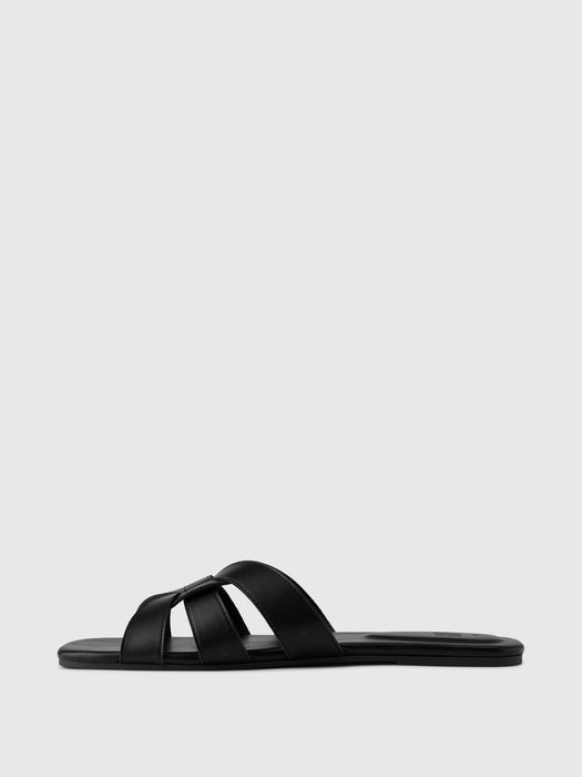 Vegan Leather Cross Strap Sandals