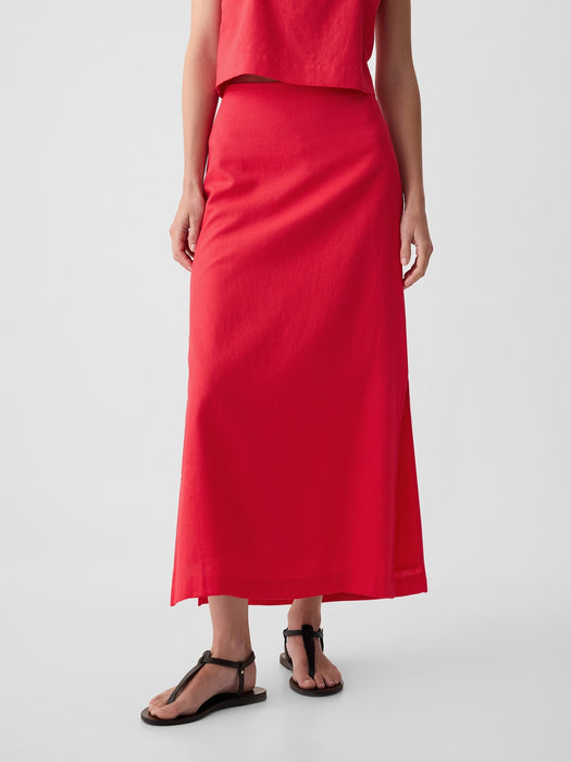 Linen-Blend Maxi Skirt