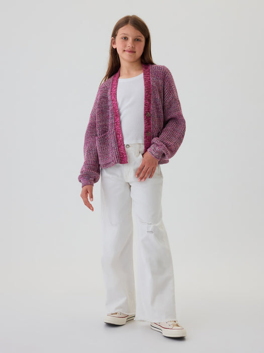 Kids Shaker-Stitch Cropped Cardigan