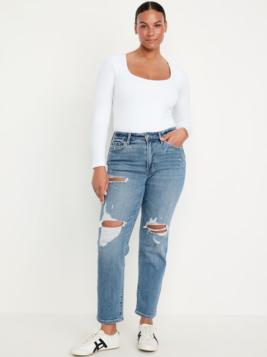 High-Waisted OG Straight Ripped Ankle Jeans