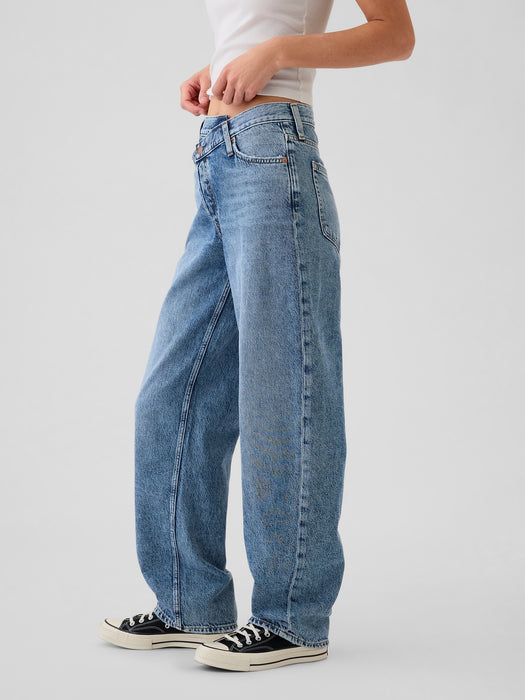 High Rise Crossover Barrel Jeans