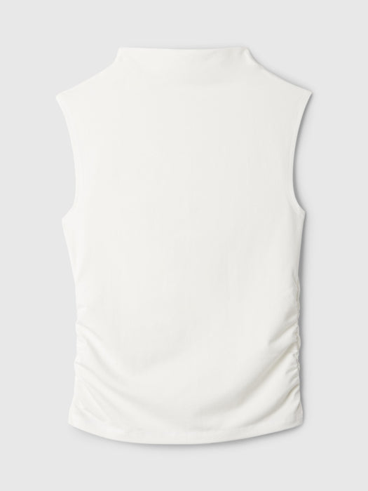 Modern Funnel-Neck Ruched Tank Top