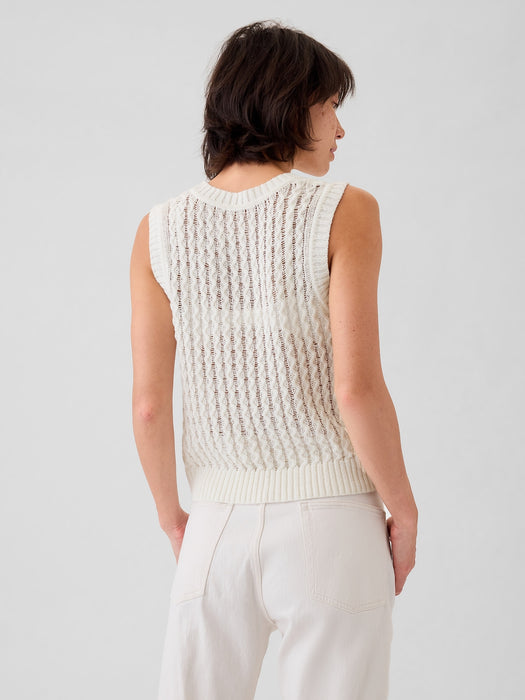 Linen-Cotton Textured Knit Tank Top