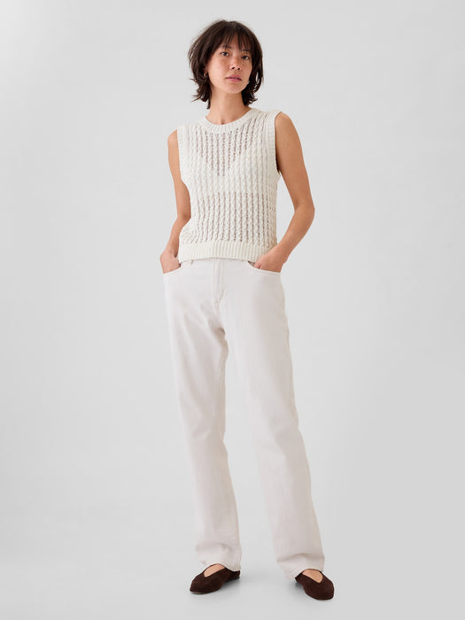 Linen-Cotton Textured Knit Tank Top