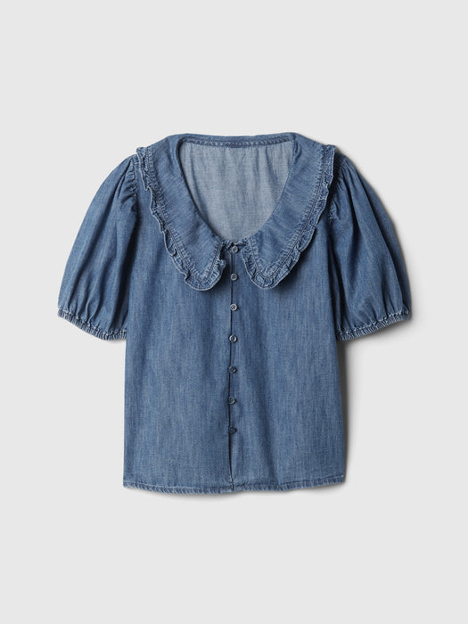 Kids Ruffle Collar Denim Shirt