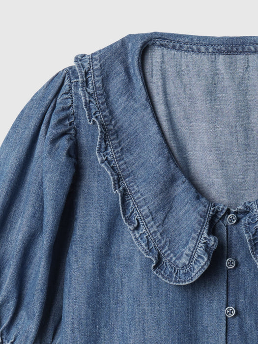 Kids Ruffle Collar Denim Shirt