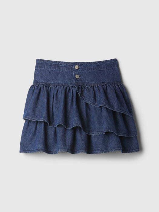 Kids Ruffle Denim Skirt