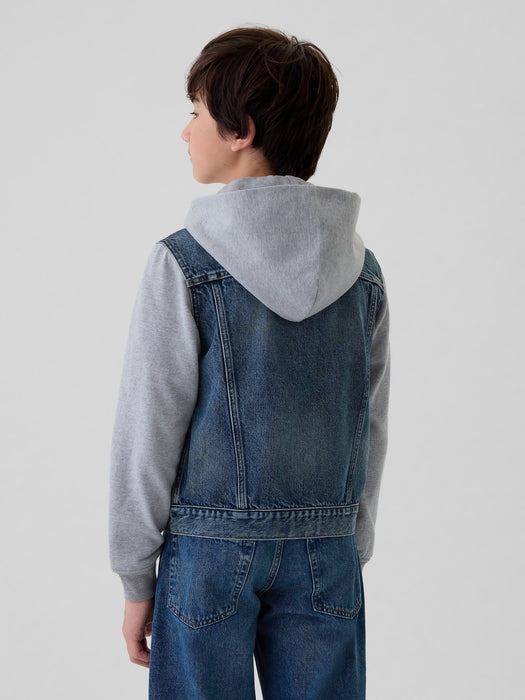 Kids Hooded Icon Denim Jacket