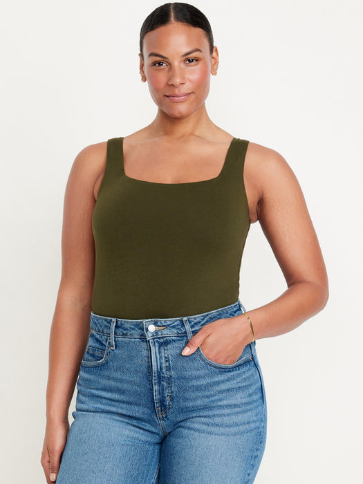 Square-Neck Tank Top Bodysuit