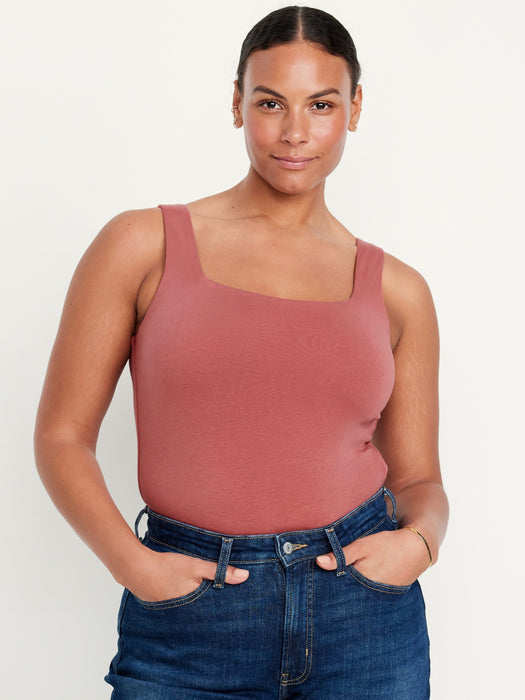 Square-Neck Tank Top Bodysuit