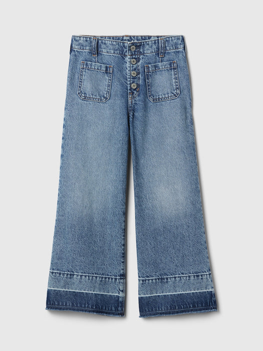 Kids High Rise Stride Wide-Leg Ankle Jeans