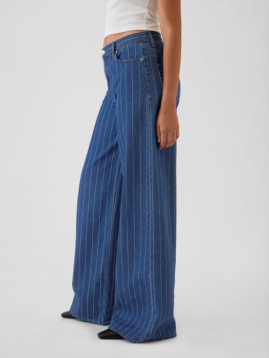 Mid Rise Pinstripe Baggy Jeans