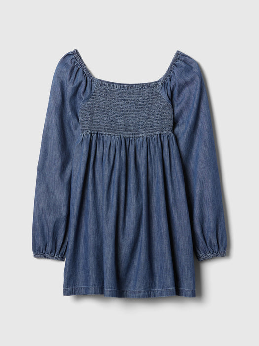 Kids Puff Sleeve Denim Dress