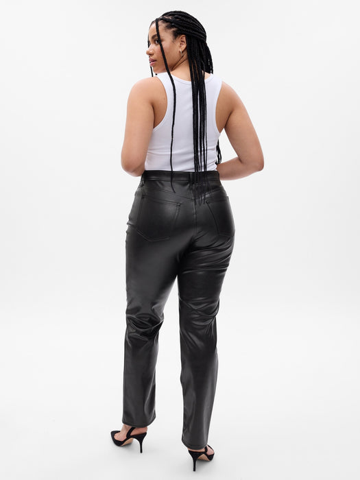 High Rise Vegan Leather Cheeky Straight Pants