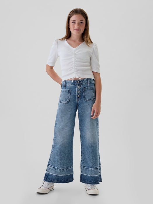 Kids High Rise Stride Wide-Leg Ankle Jeans