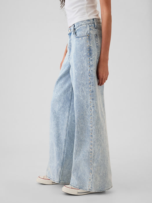 Mid Rise Studded Baggy Jeans