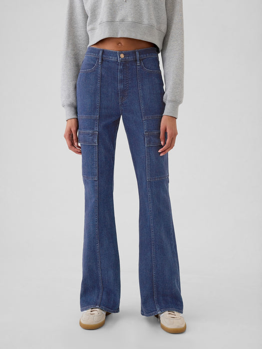 High Rise '70s Flare Cargo Jeans