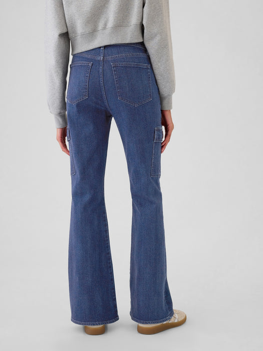 High Rise '70s Flare Cargo Jeans