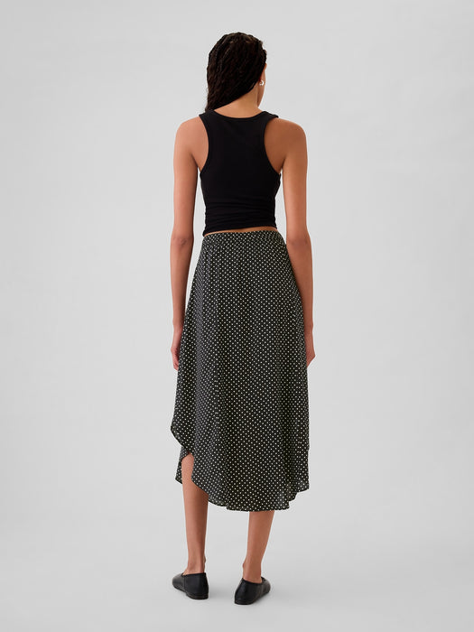 Crepe Handkerchief Hem Midi Skirt