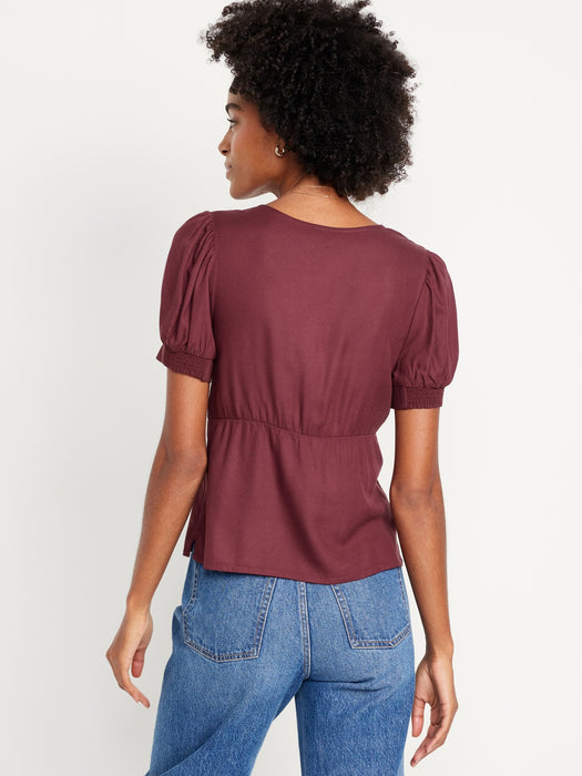 Waist-Defined Crepe Top