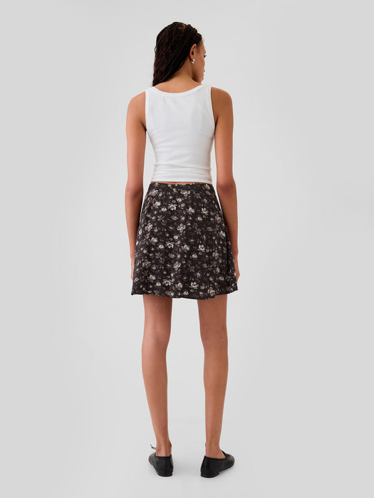 Crepe Floral Mini Skirt