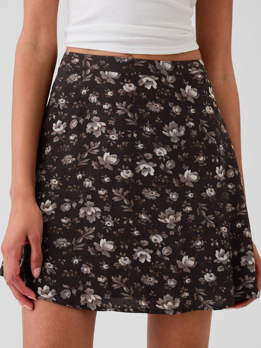 Crepe Floral Mini Skirt