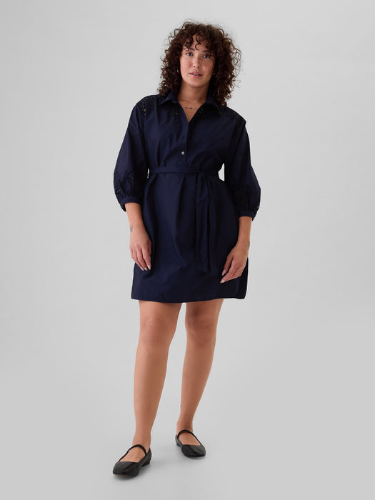 Eyelet Mini Shirtdress