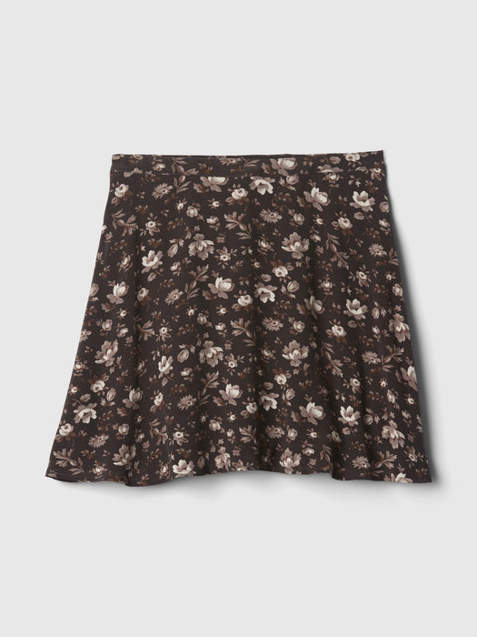 Crepe Floral Mini Skirt