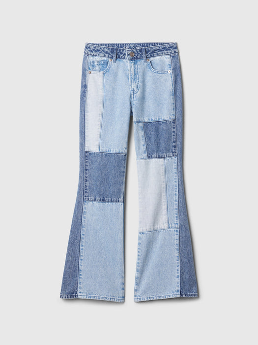 Kids High Rise Patchwork '70s Flare Jeans