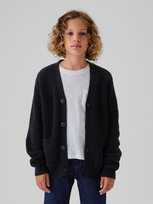 Kids Relaxed Shaker-Stitch Cardigan