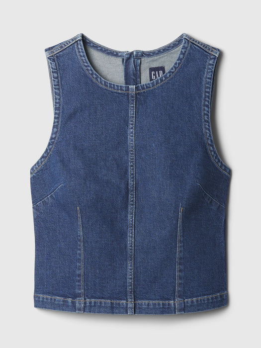 Cropped Denim Shell Tank Top