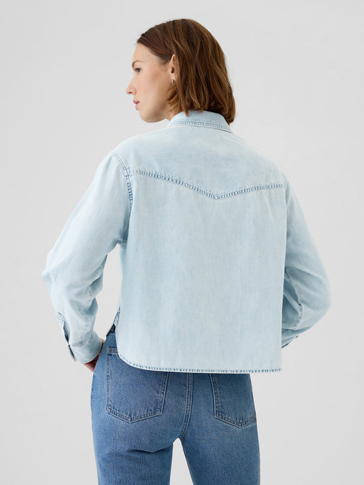 Cropped Denim Western Shirt