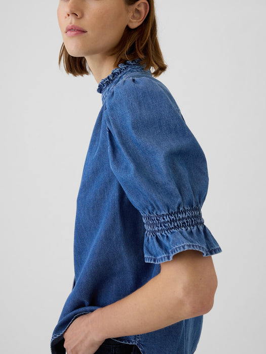 Puff Sleeve Denim Shirt