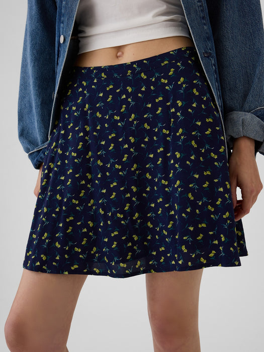 Crepe Floral Mini Skirt