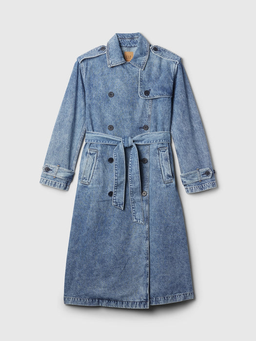 Longline Icon Denim Trench Jacket