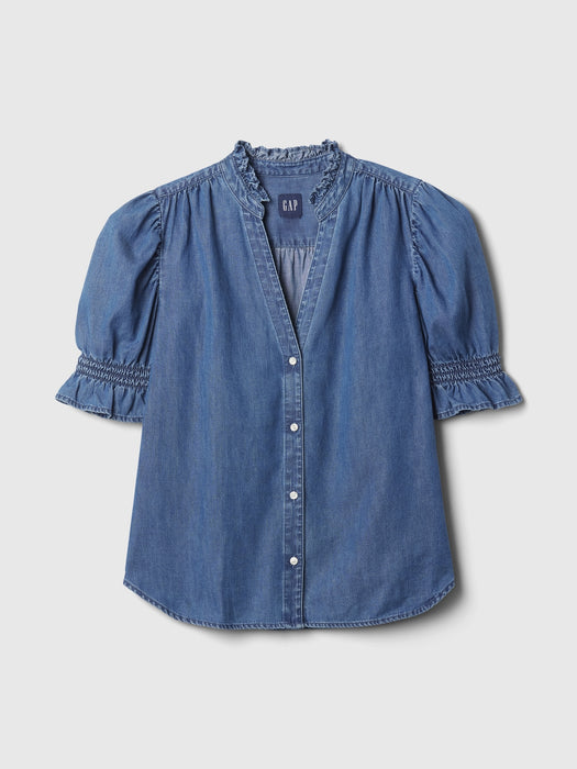 Puff Sleeve Denim Shirt