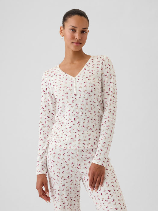 Pointelle Henley PJ Shirt